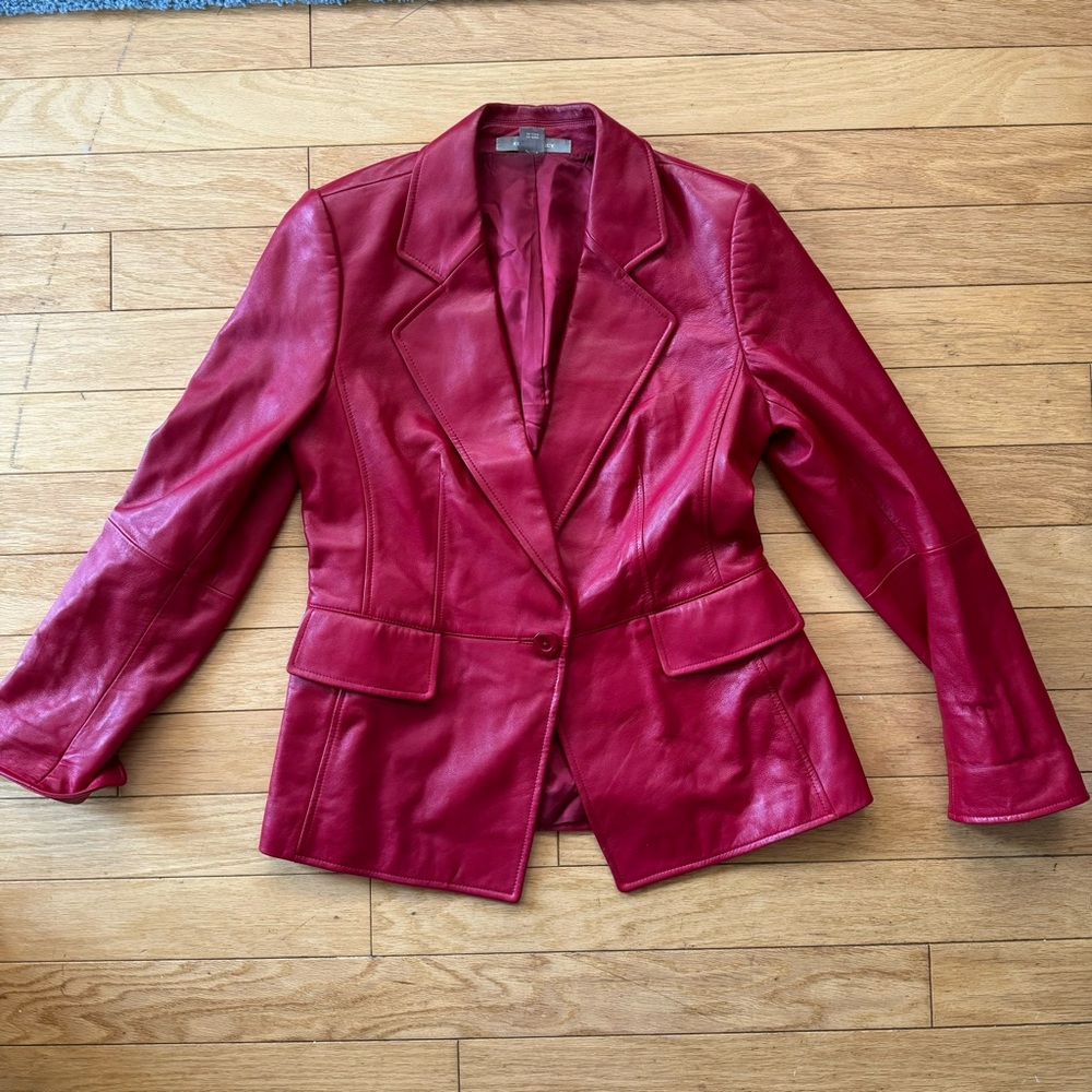 Vintage 90s Red Leather Blazer – Ellen Tracy